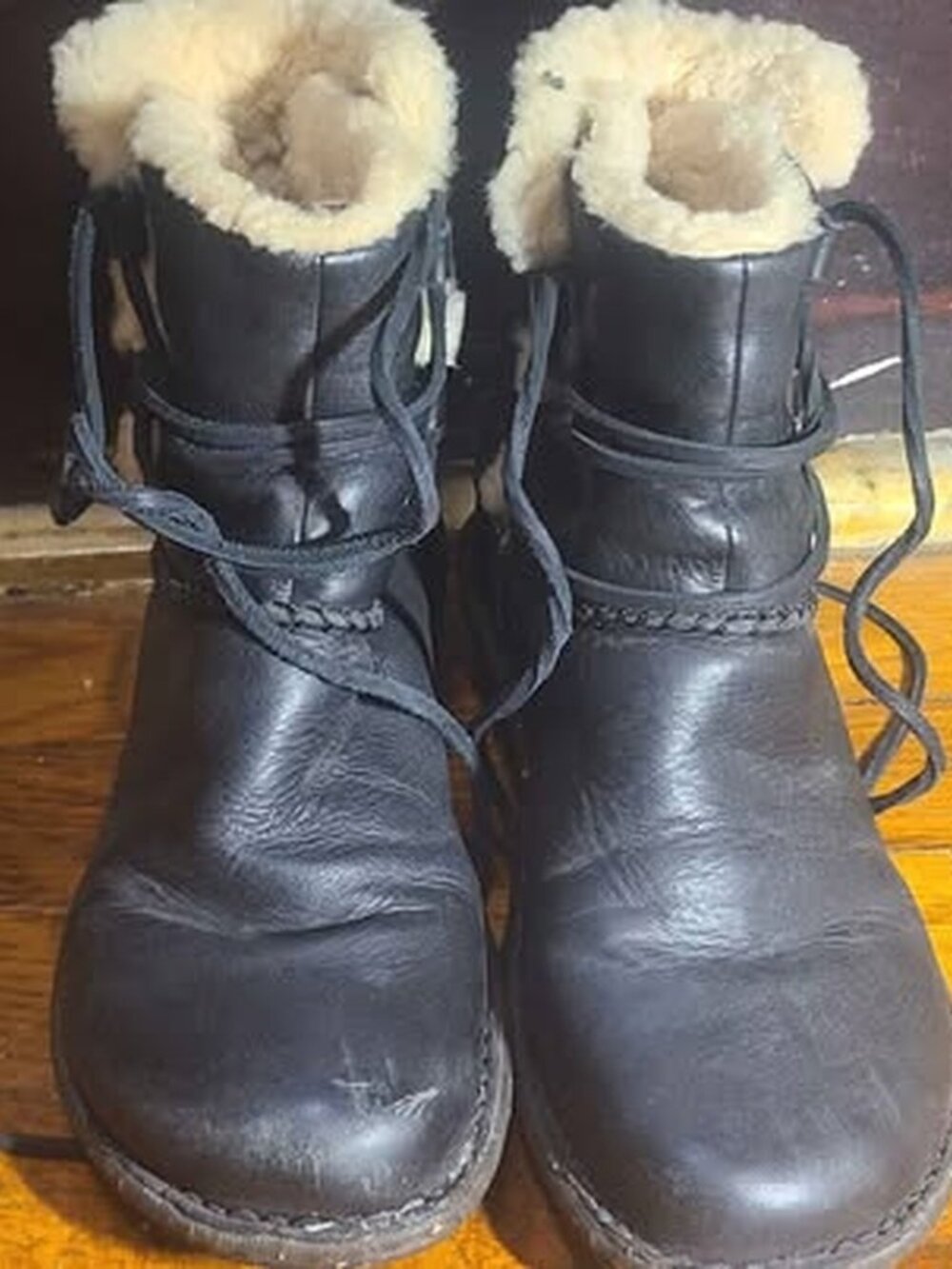 UGG Sunburst Tall Black Leather Boots 7